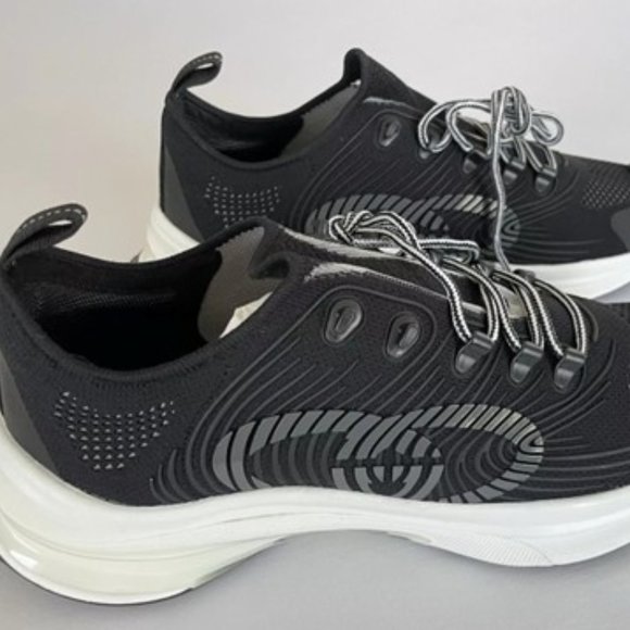 GUCCI Men's Run Knit Sneaker Shoes GG Logo Monogram Black White Gucci Sz UK11.5 - Picture 1 of 6